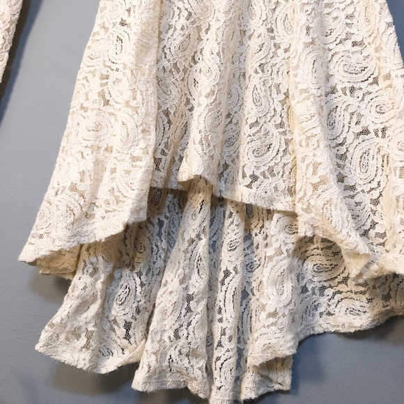 H.I.P. Cream Long Sleeve LACE Blouse - Picture 3 of 4